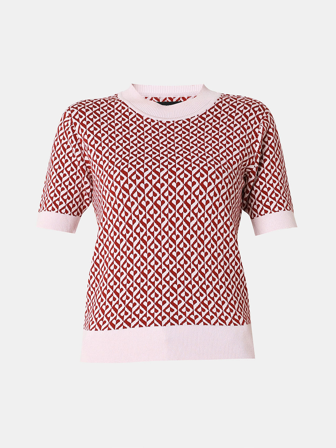 Maroon Printed Knitted Top