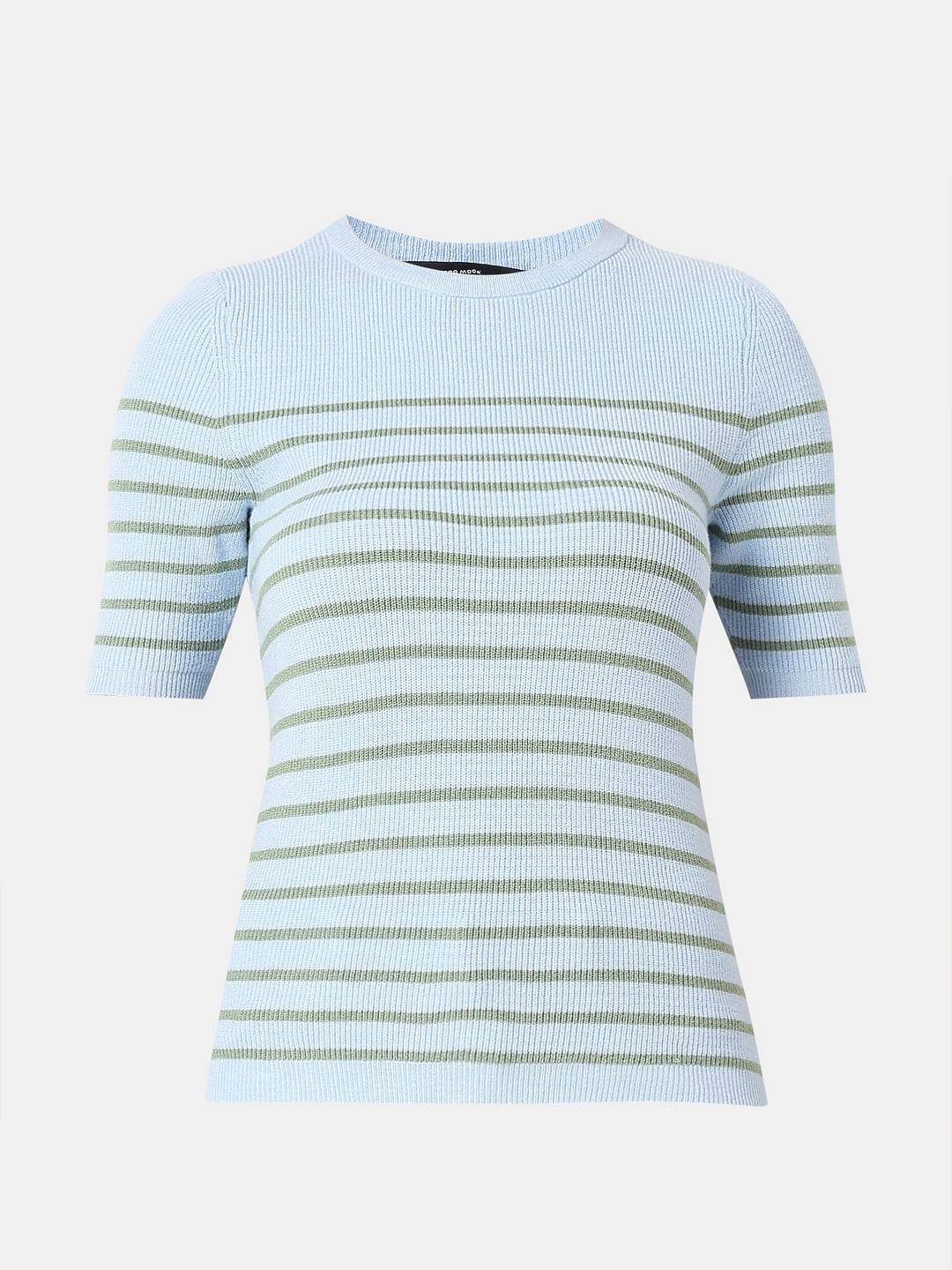 Blue Striped Knit Top