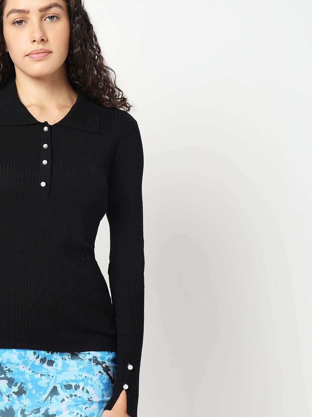 Black Polo Neck Top