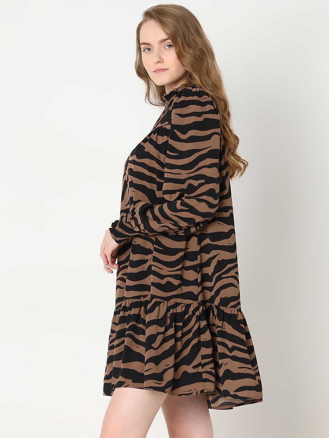Brown Animal Print Shift Dress