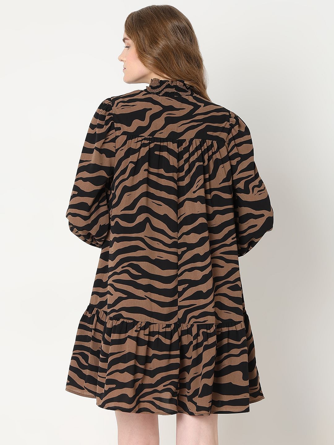 Brown Animal Print Shift Dress