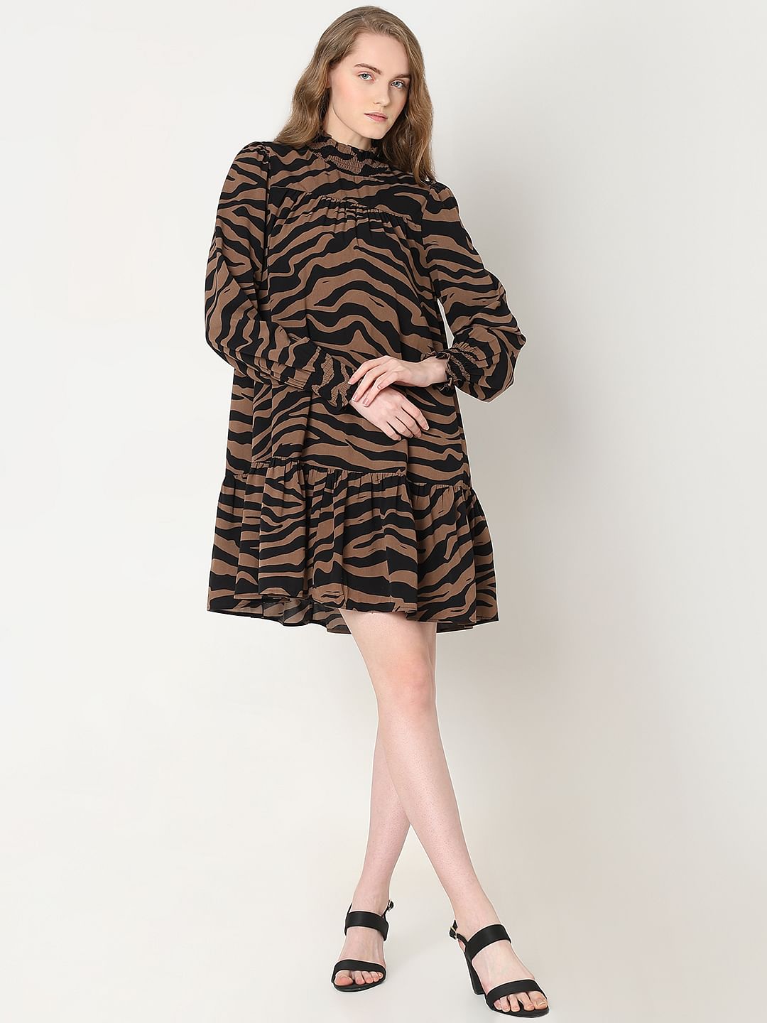 Brown Animal Print Shift Dress