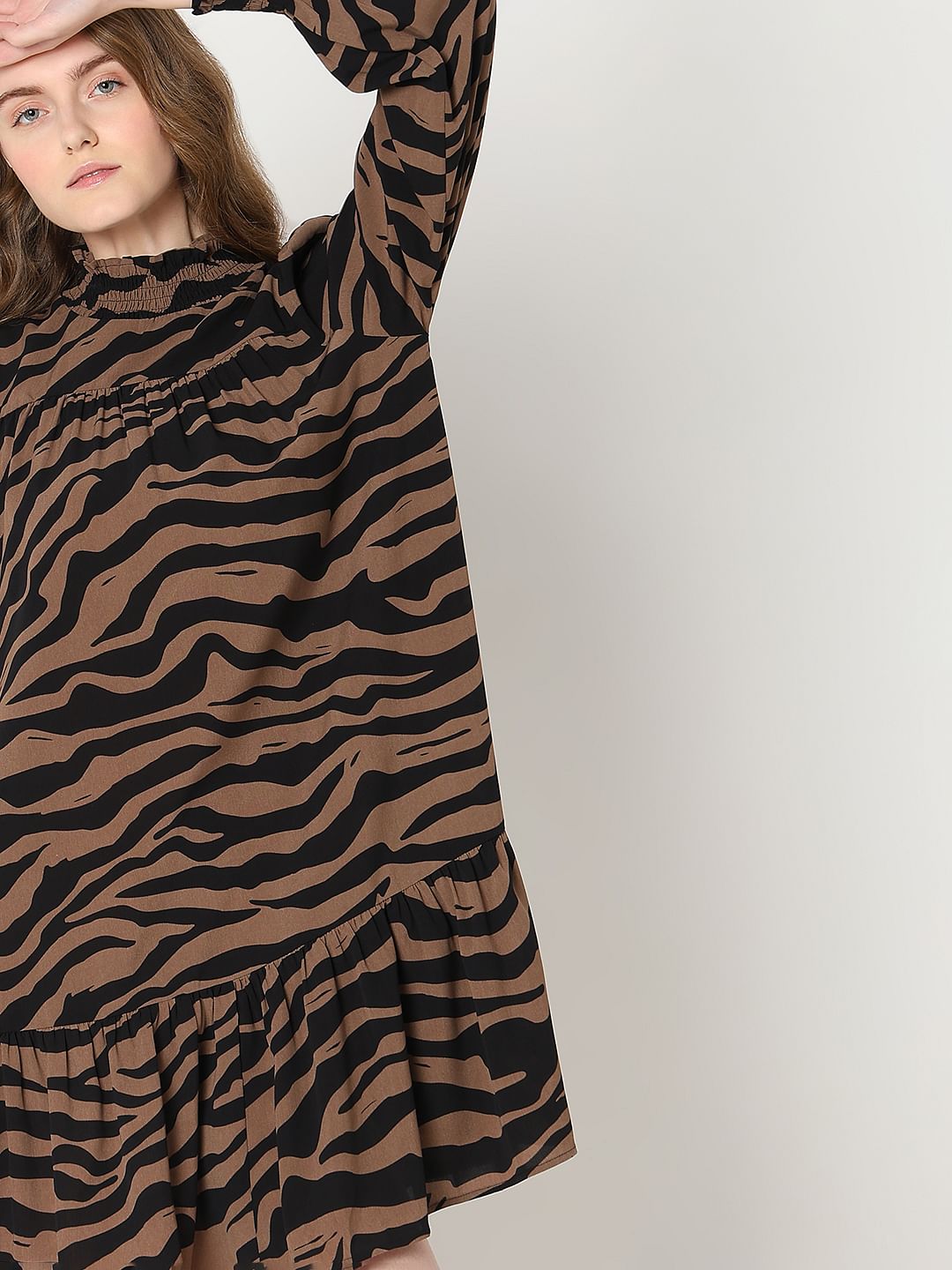 Brown Animal Print Shift Dress