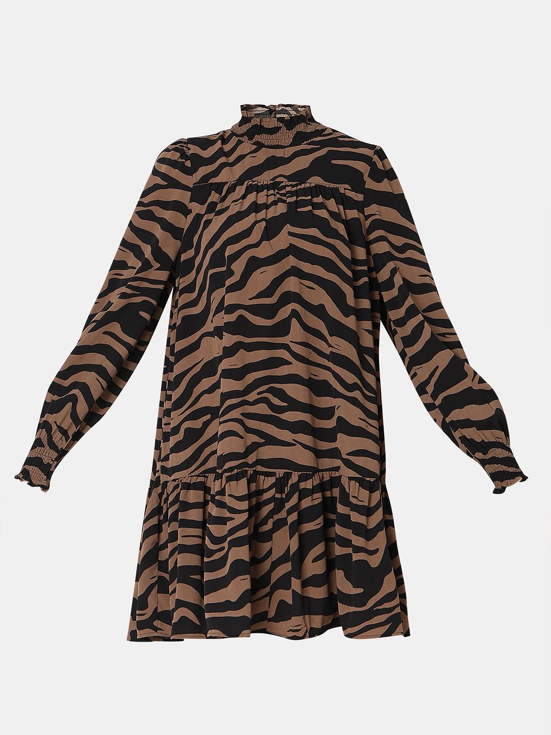 Brown Animal Print Shift Dress