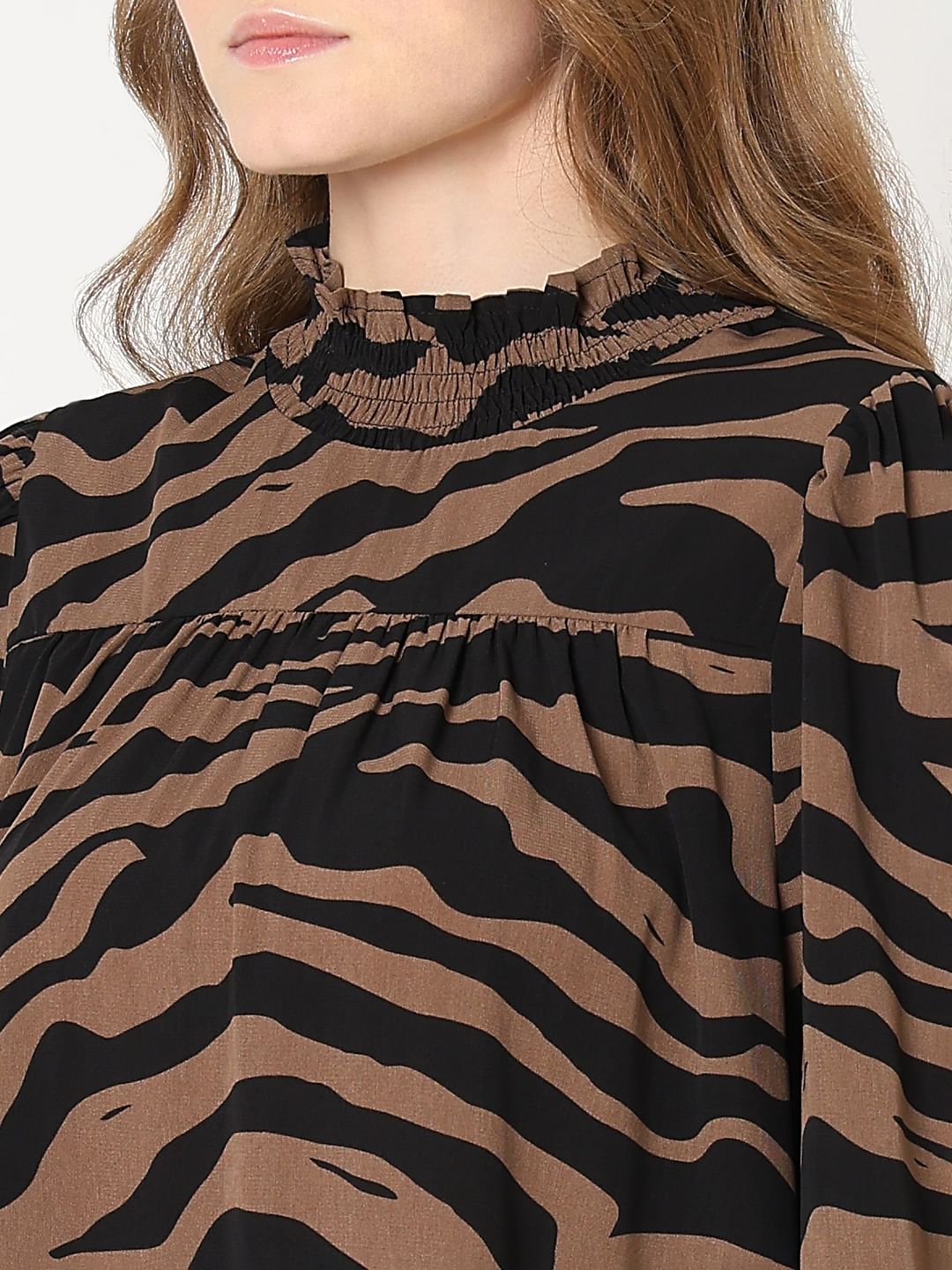 Brown Animal Print Shift Dress