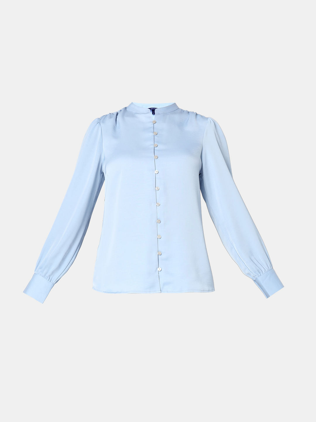 Powder Blue Mandarin Collar Top