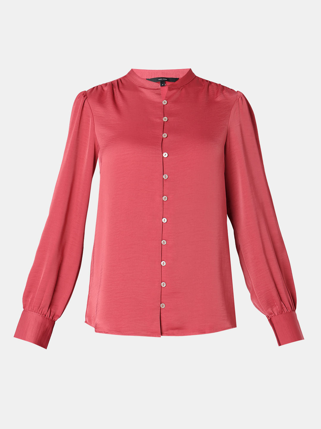 Peach Pink Mandarin Collar Top