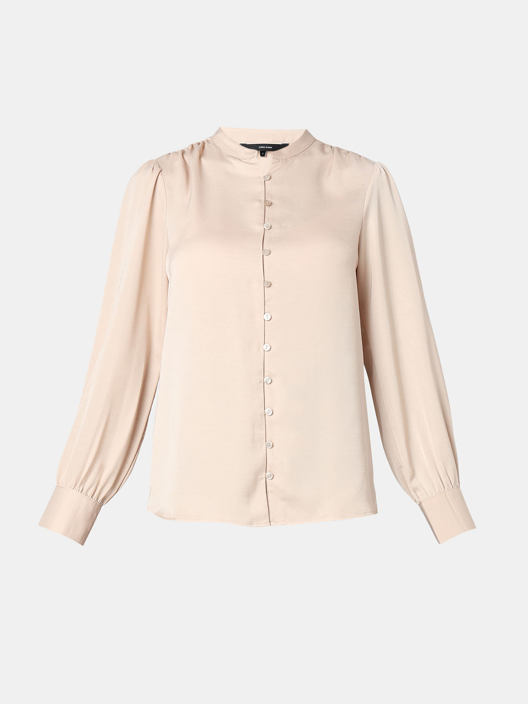 Beige Mandarin Collar Top