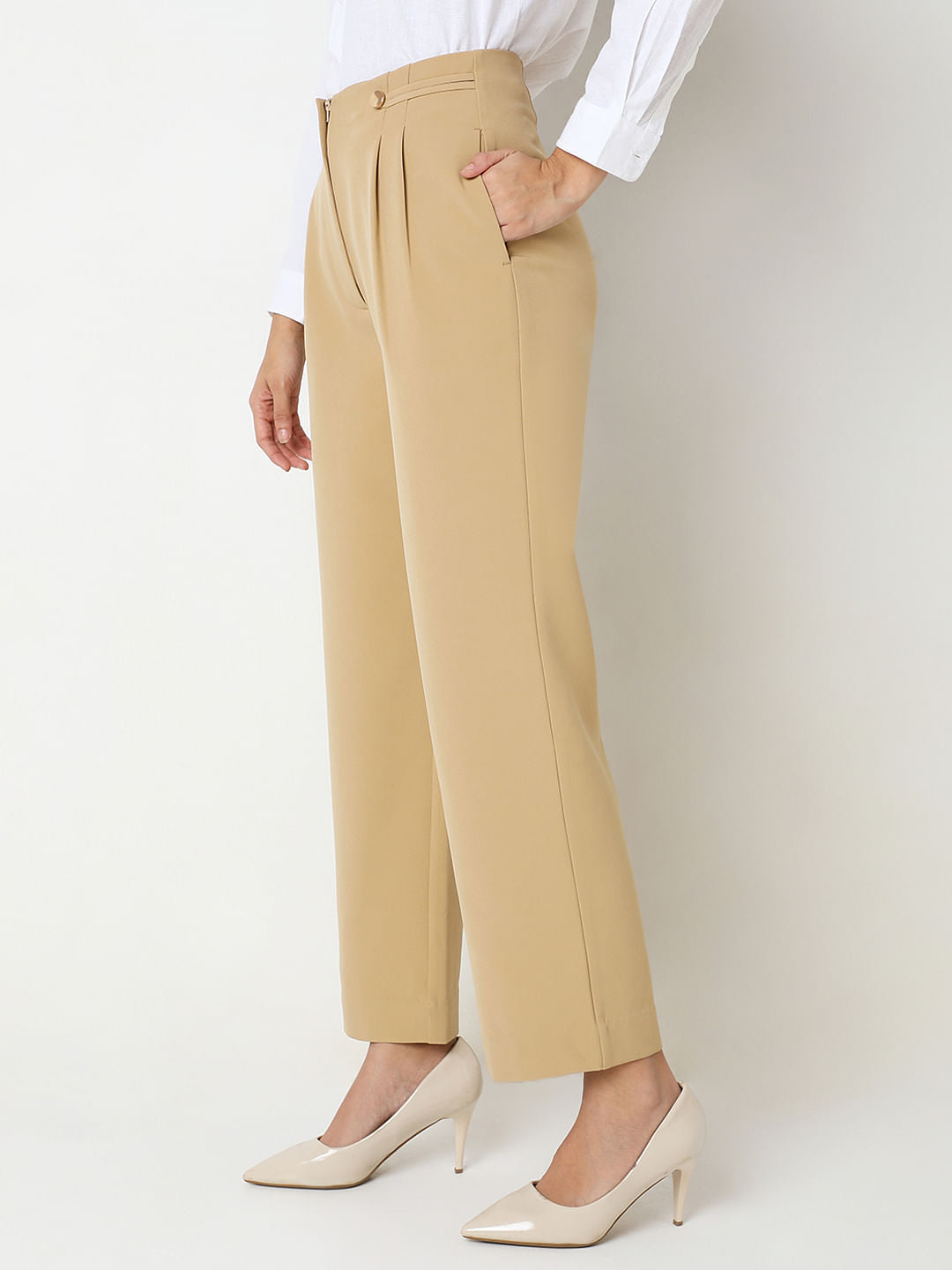 Tan High Rise Pants