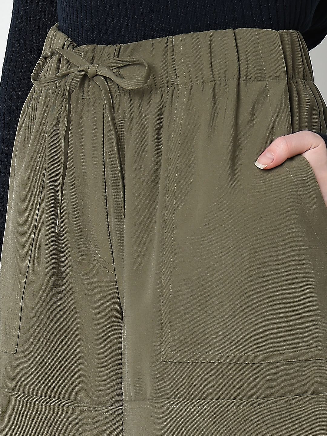 Green High Rise Shorts