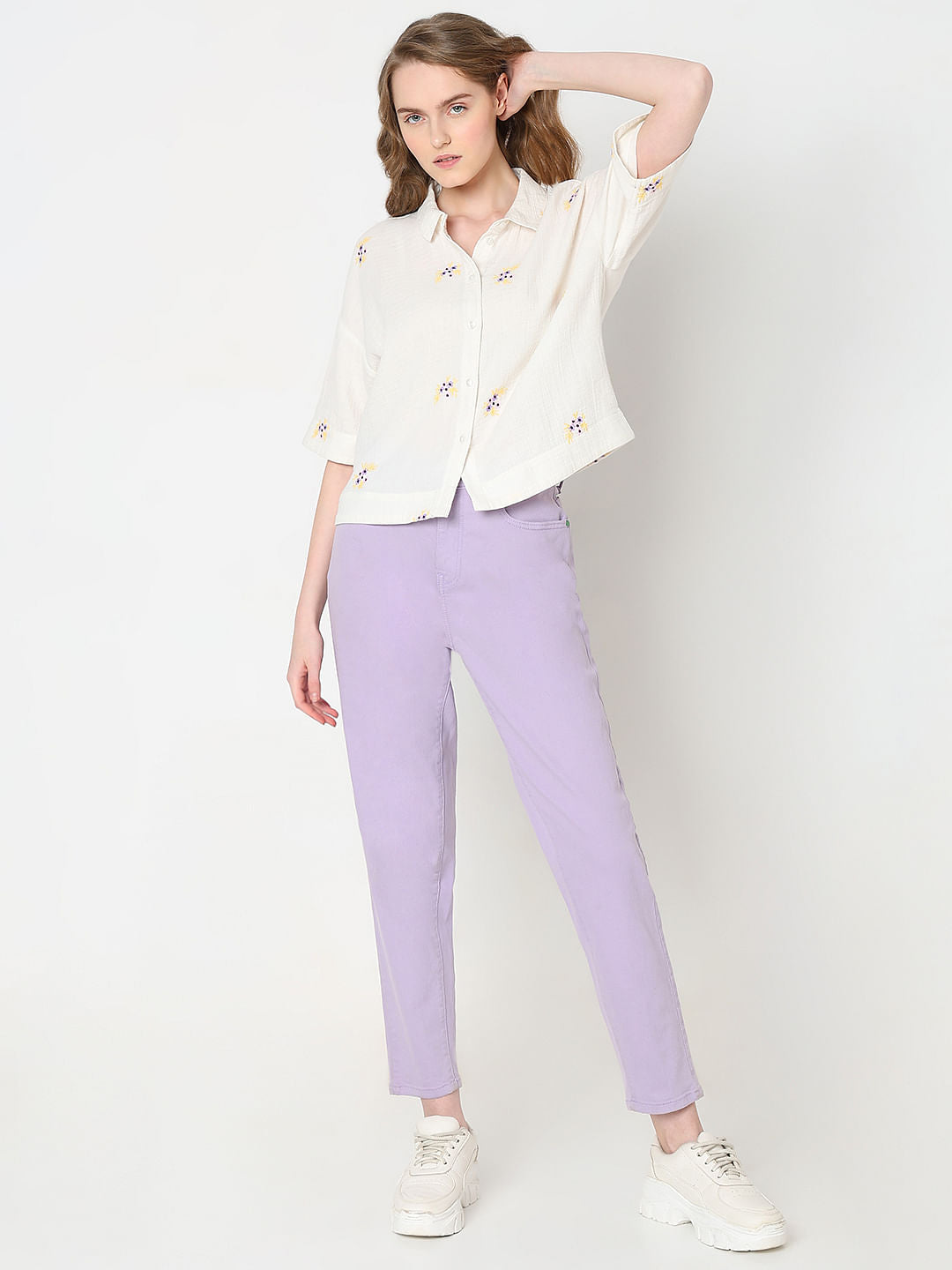 White Floral Cotton Shirt