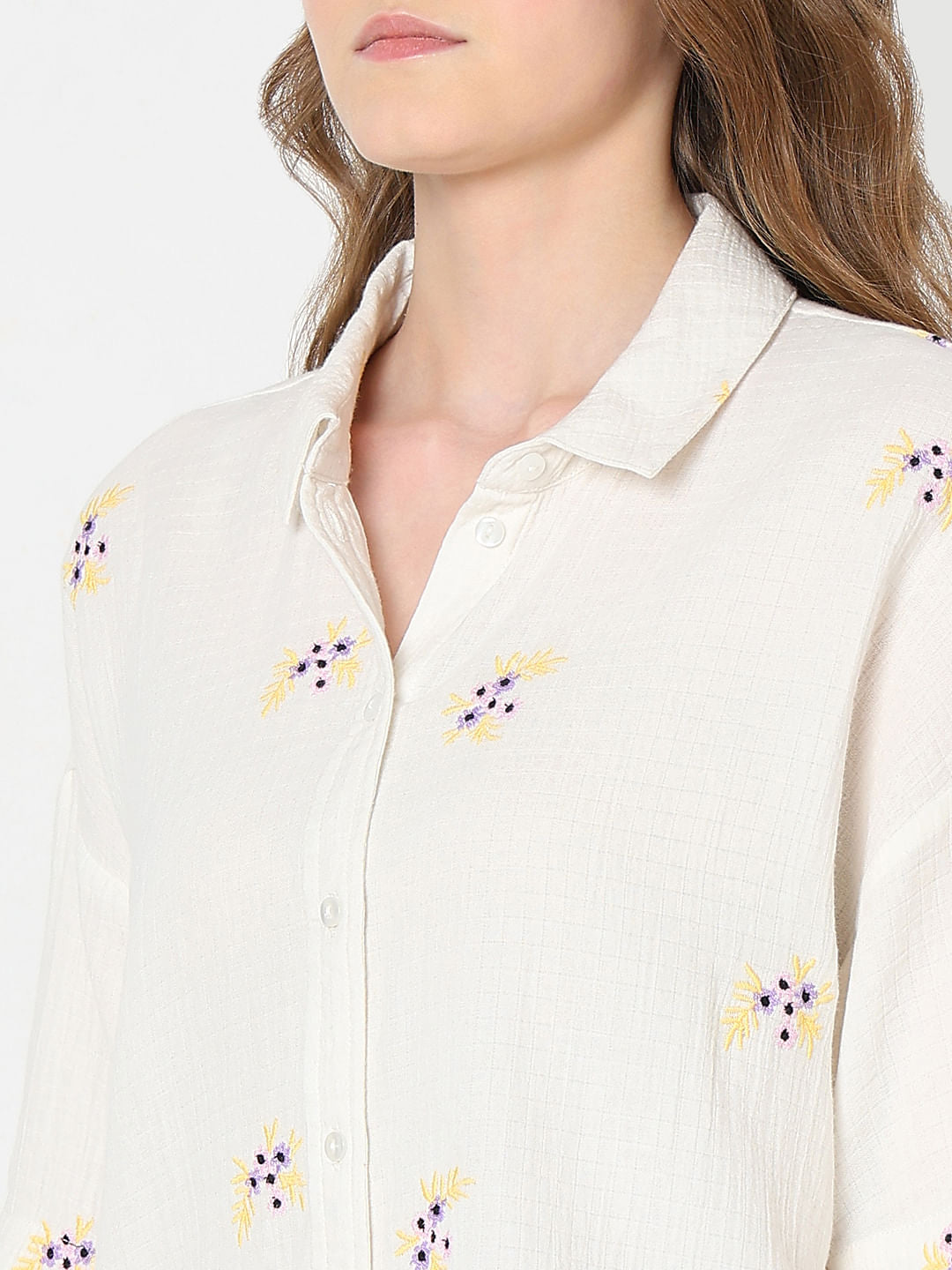 White Floral Cotton Shirt