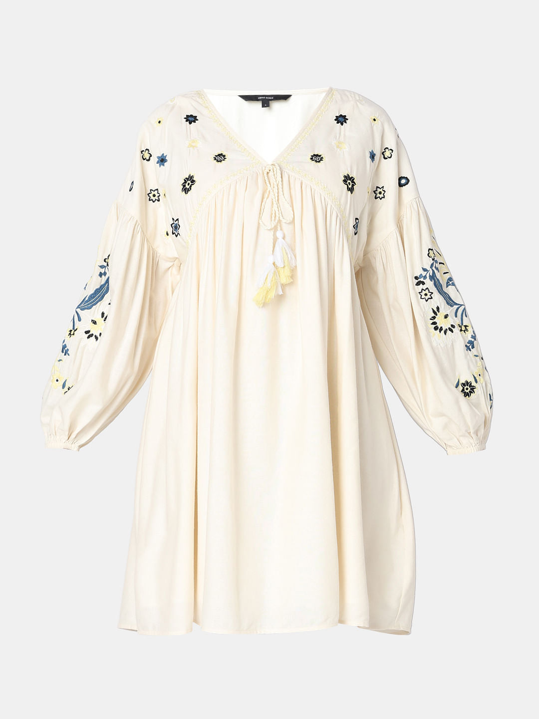 Ecru Embroidered Shift Dress