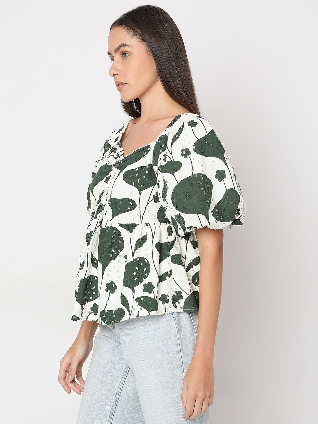 Green Printed Top