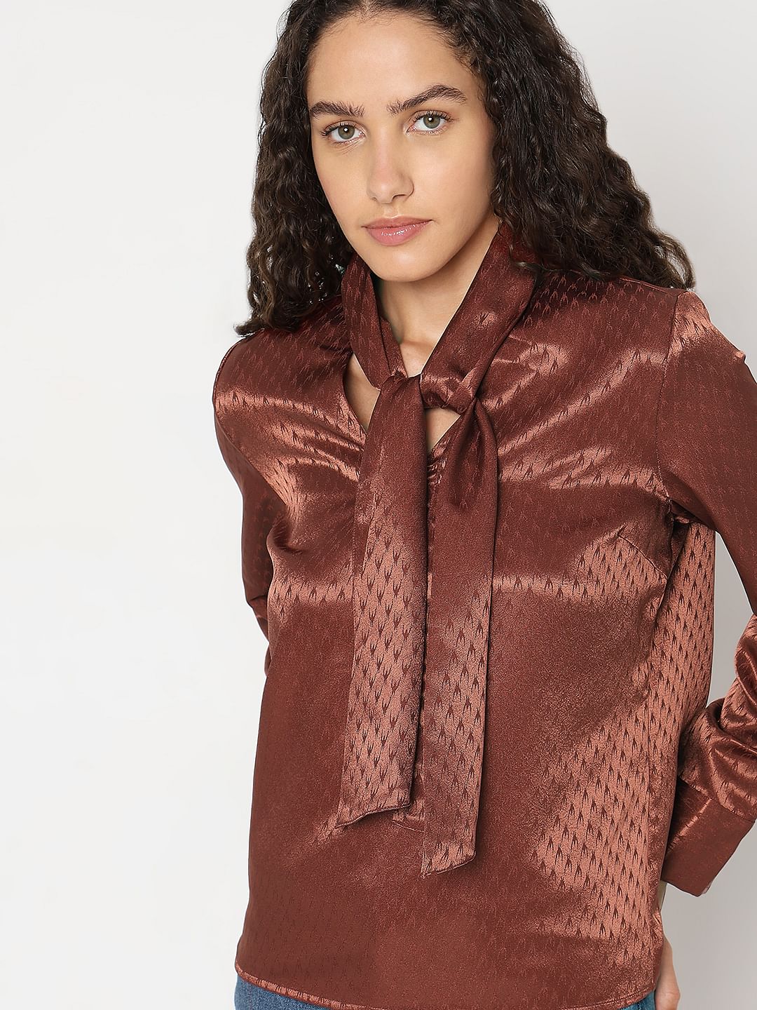 Chocolate Brown Printed Top