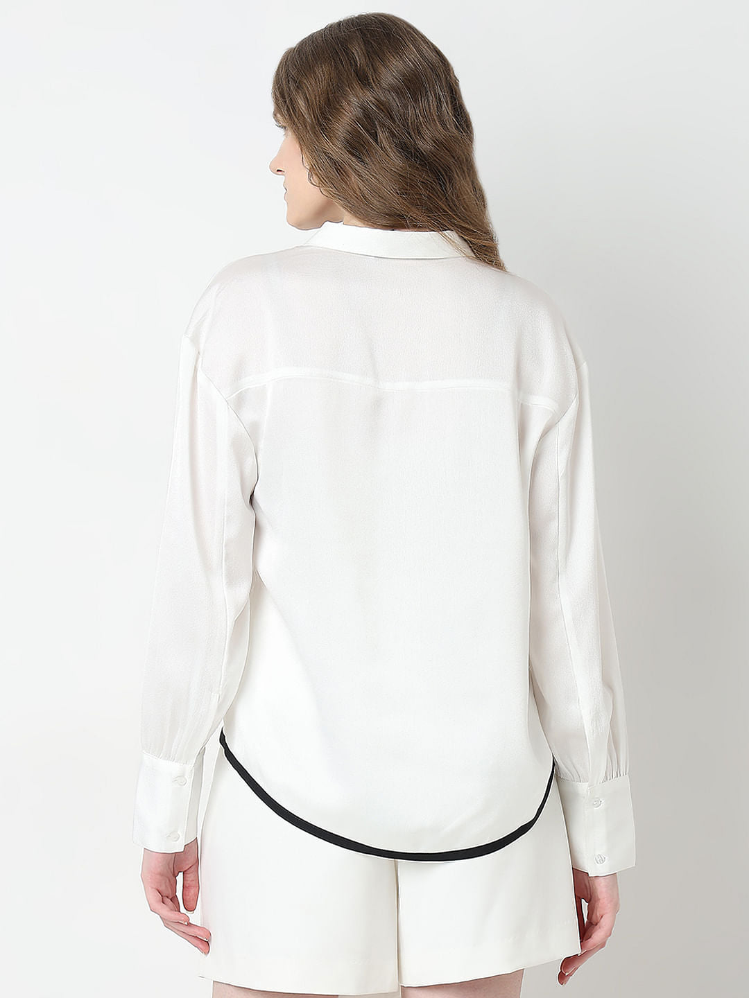 White Contrast Detail Shirt