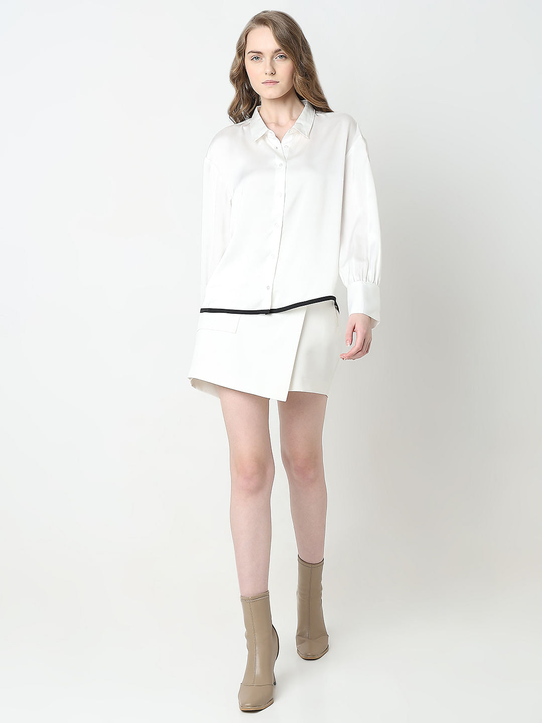 White Contrast Detail Shirt