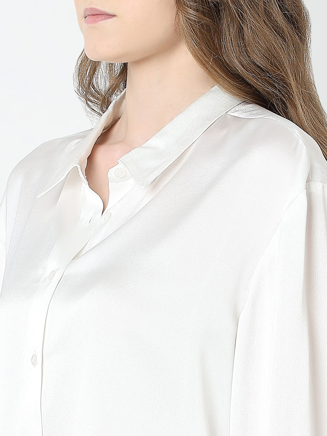 White Contrast Detail Shirt