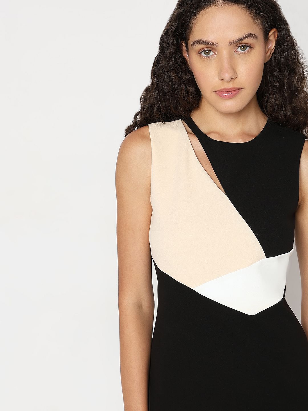 Black Colourblocked Mini Dress