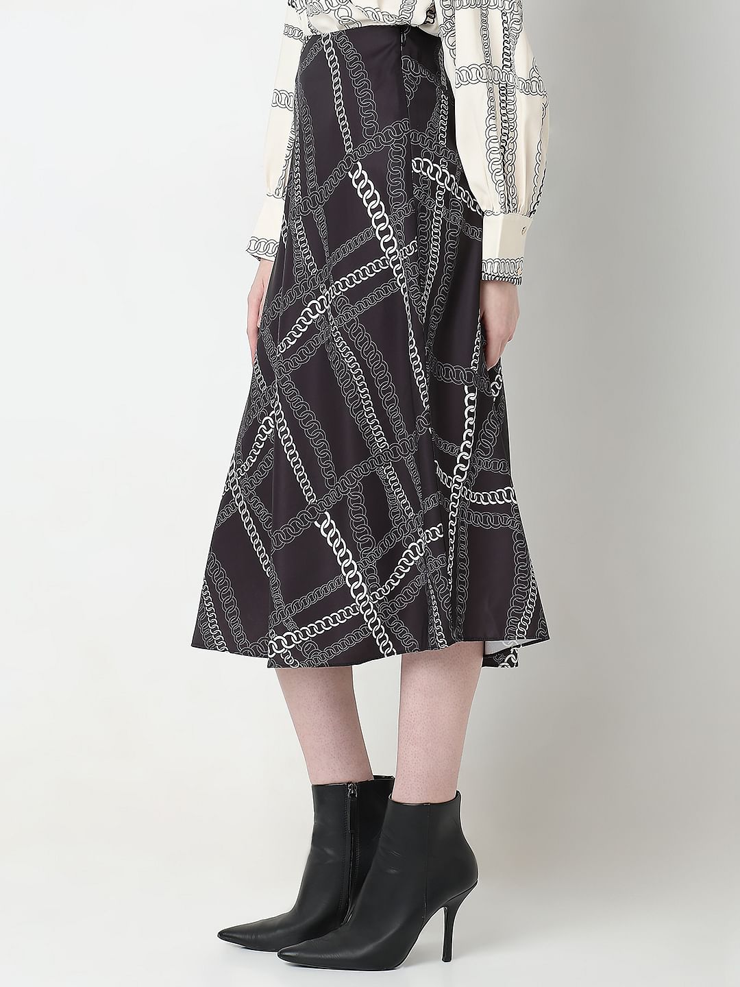 Black Chain Print Co-Ord Set Skirt