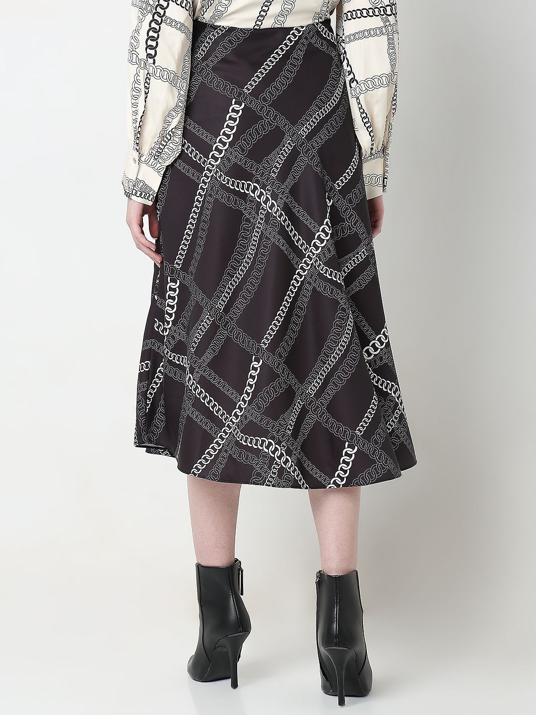 Black Chain Print Co-Ord Set Skirt