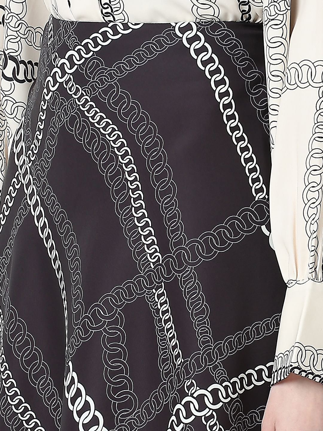 Black Chain Print Co-Ord Set Skirt