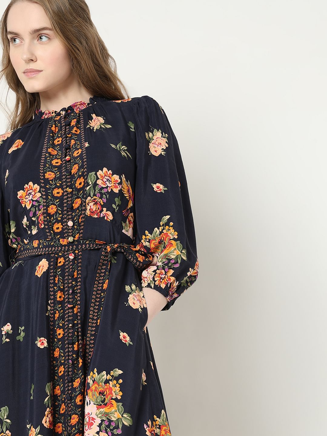 Blue Floral Print Dress