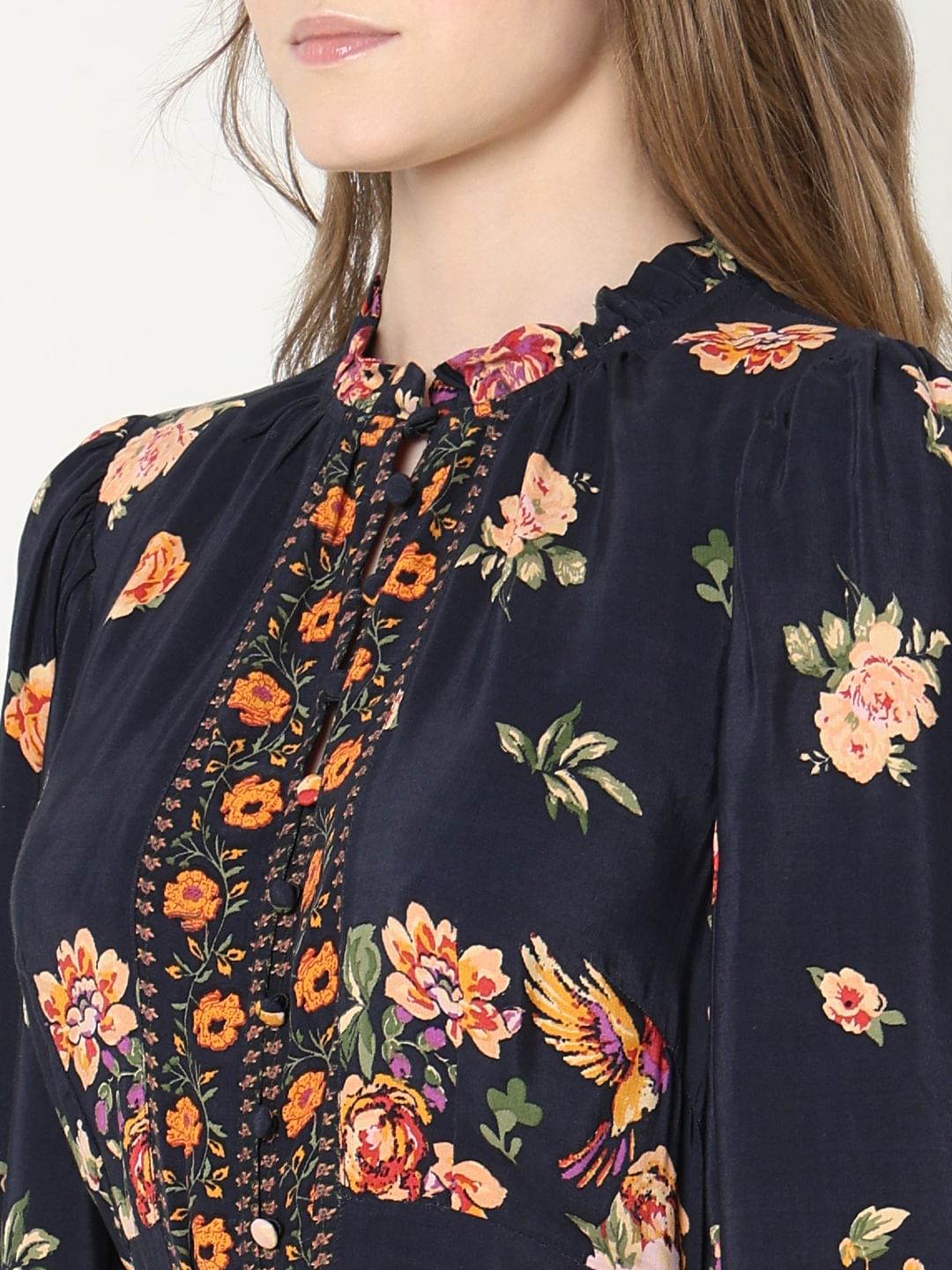 Blue Floral Print Dress
