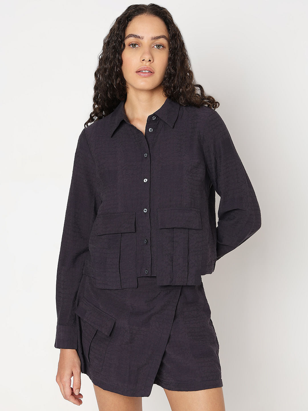 Navy Blue Co-Ord Set Shirt