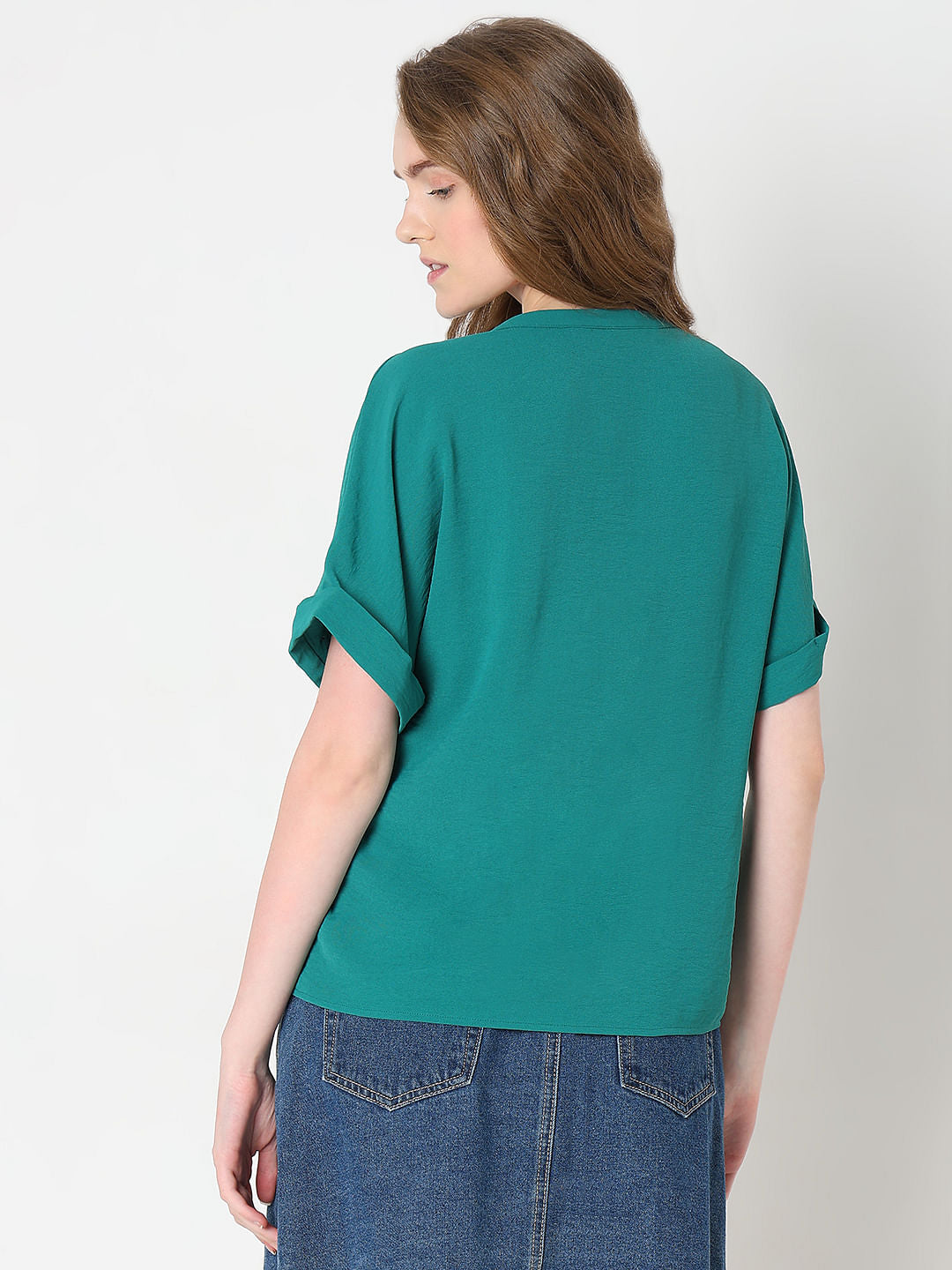 Green V-Neck Top
