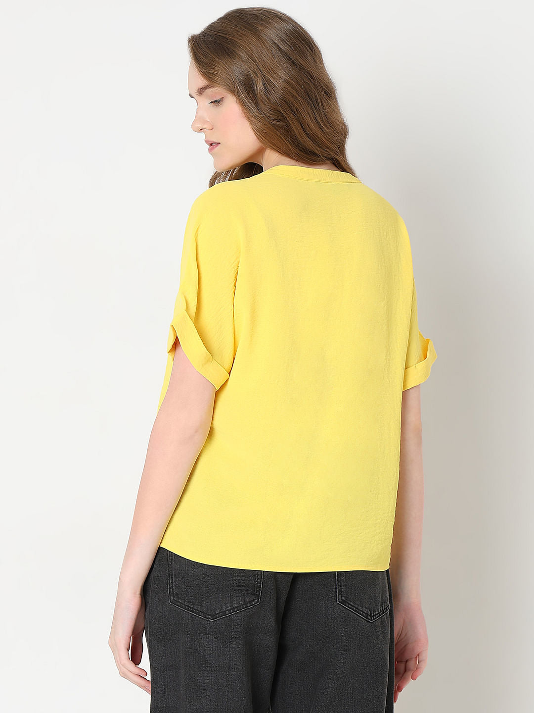 Bright Yellow V-Neck Top