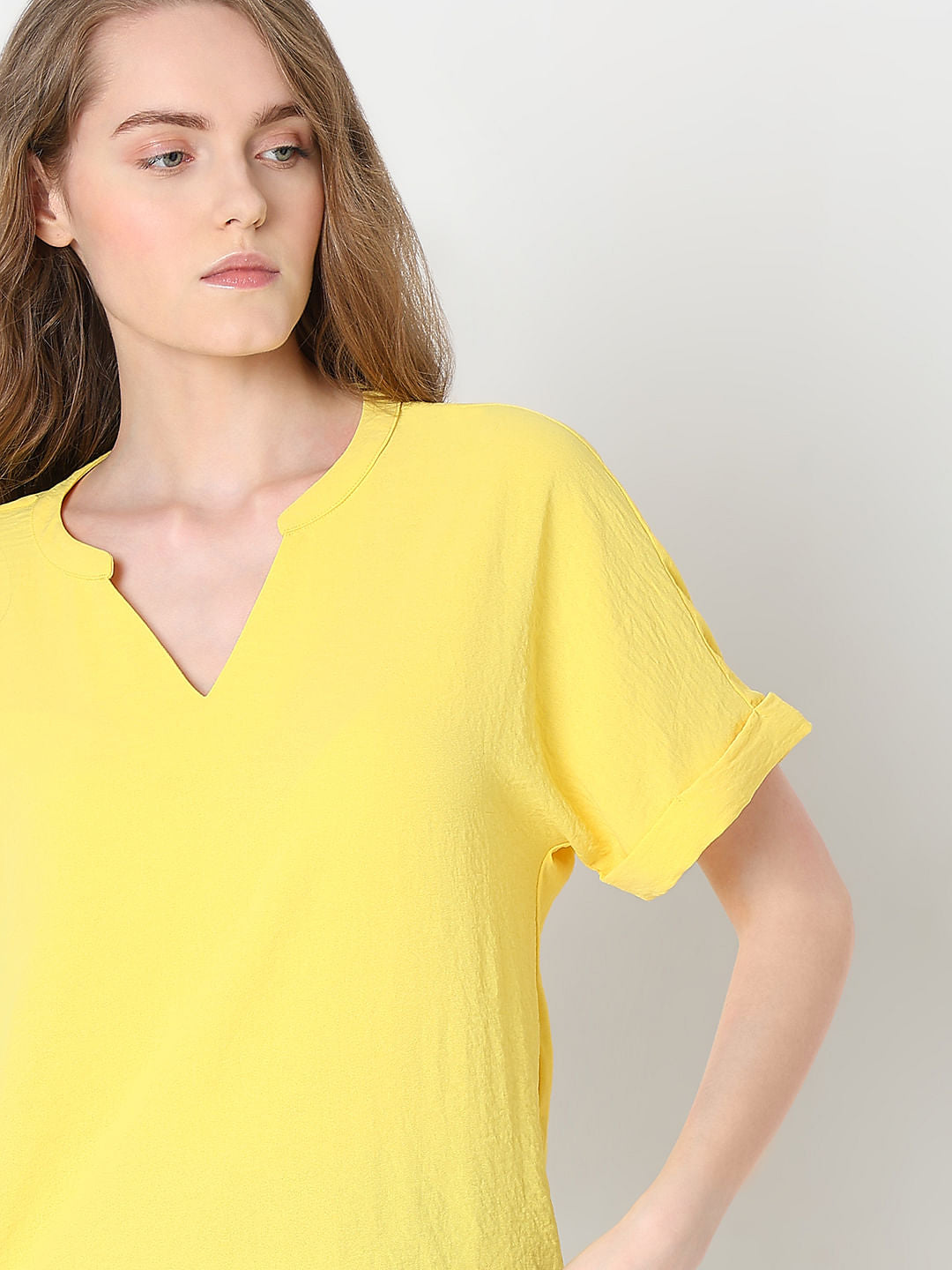 Bright Yellow V-Neck Top