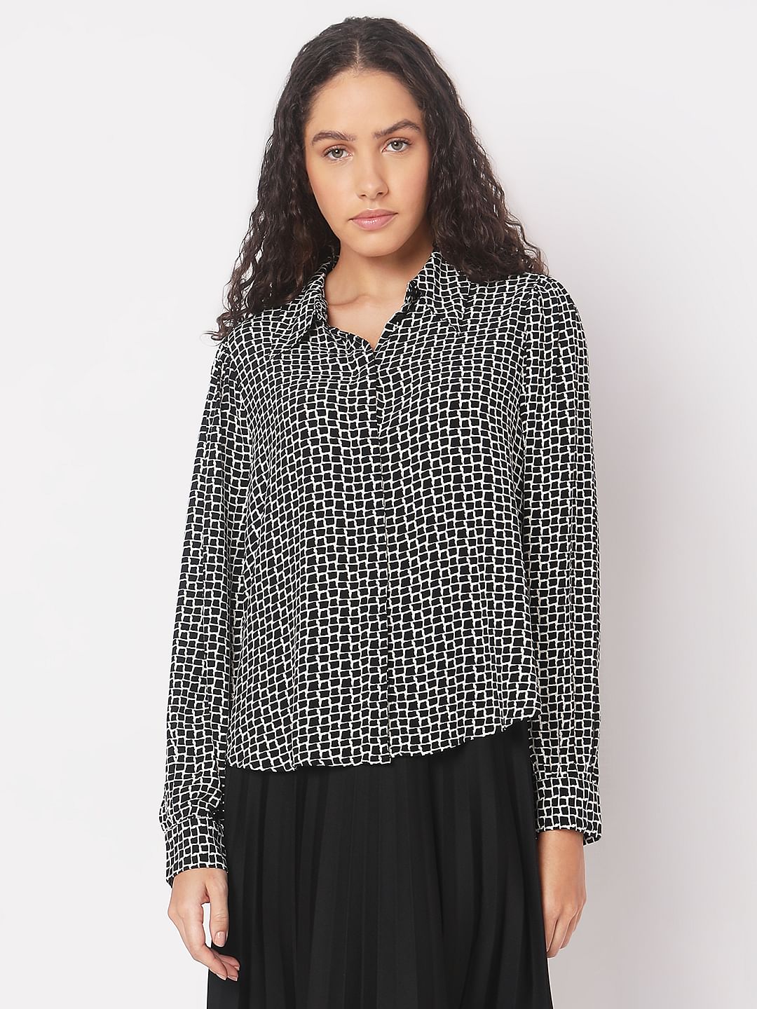 Black Abstract Print Shirt