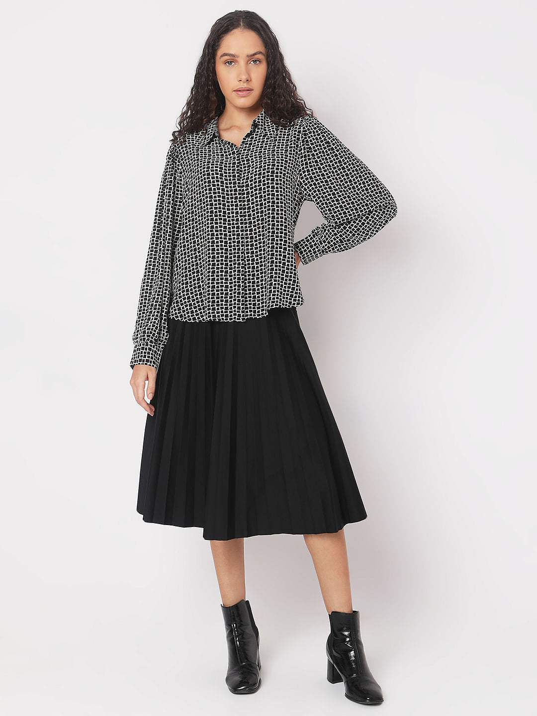 Black Abstract Print Shirt