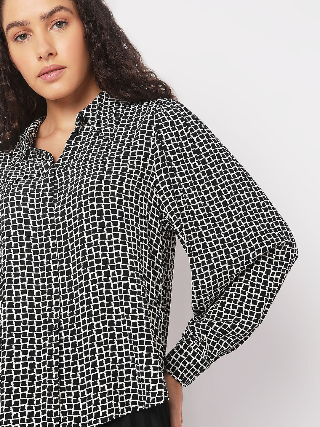 Black Abstract Print Shirt