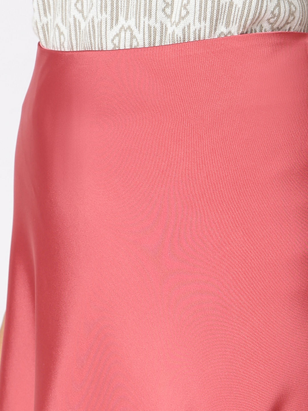 Rose Pink Satin Midi Skirt
