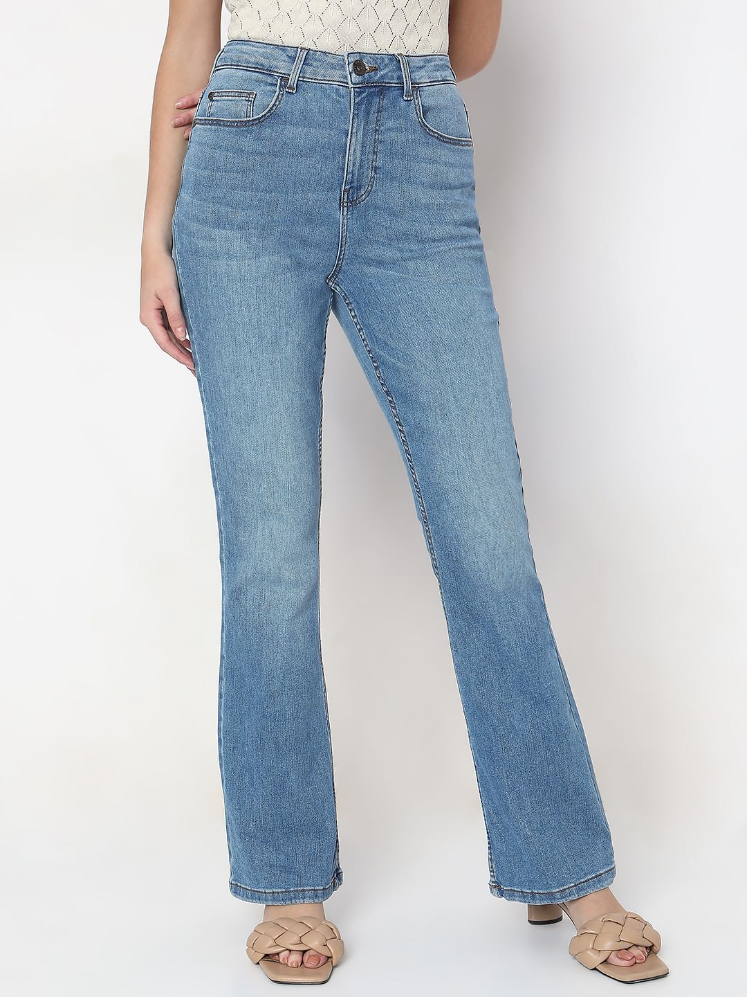 Light Blue High Rise Flared Jeans