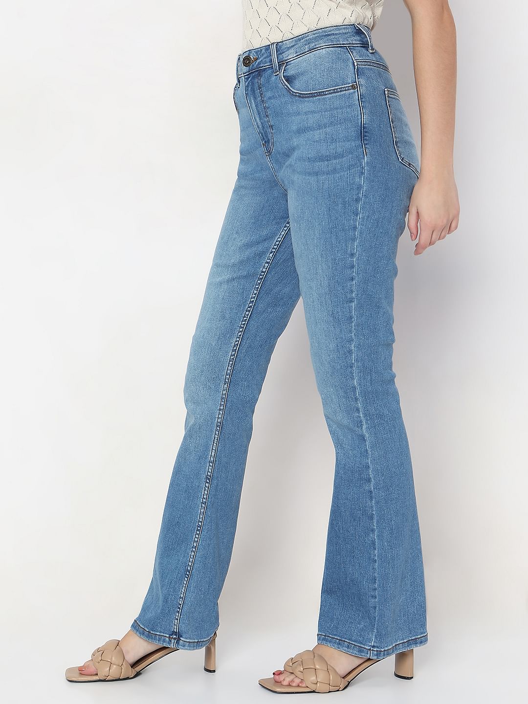 Light Blue High Rise Flared Jeans