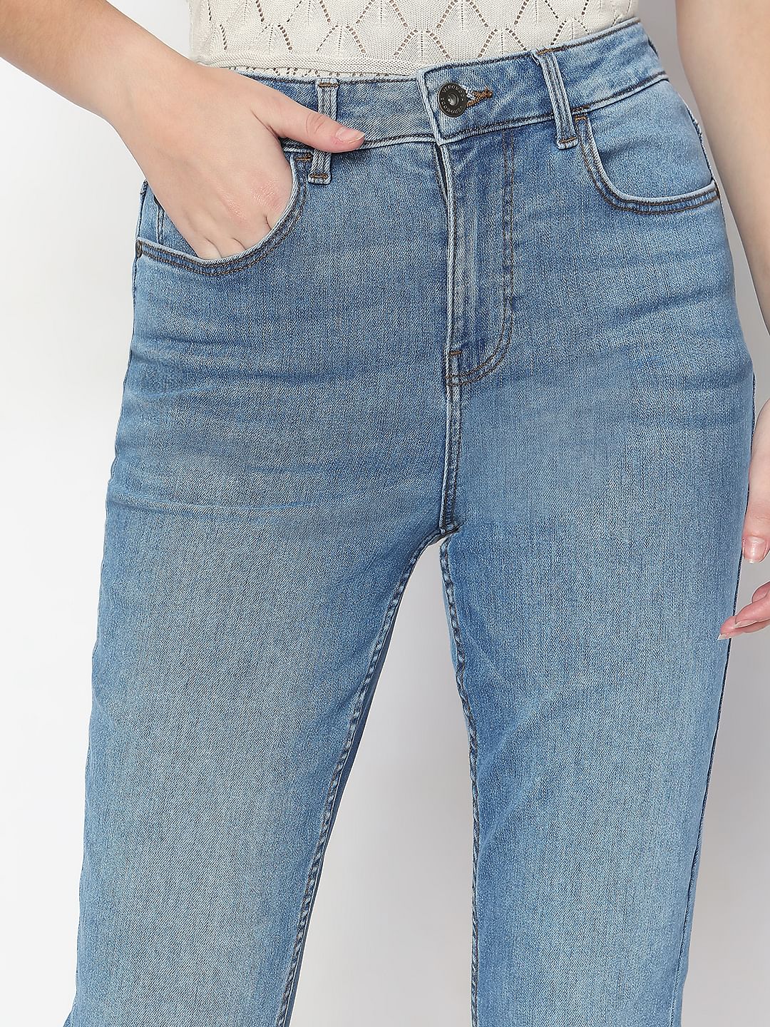 Light Blue High Rise Flared Jeans