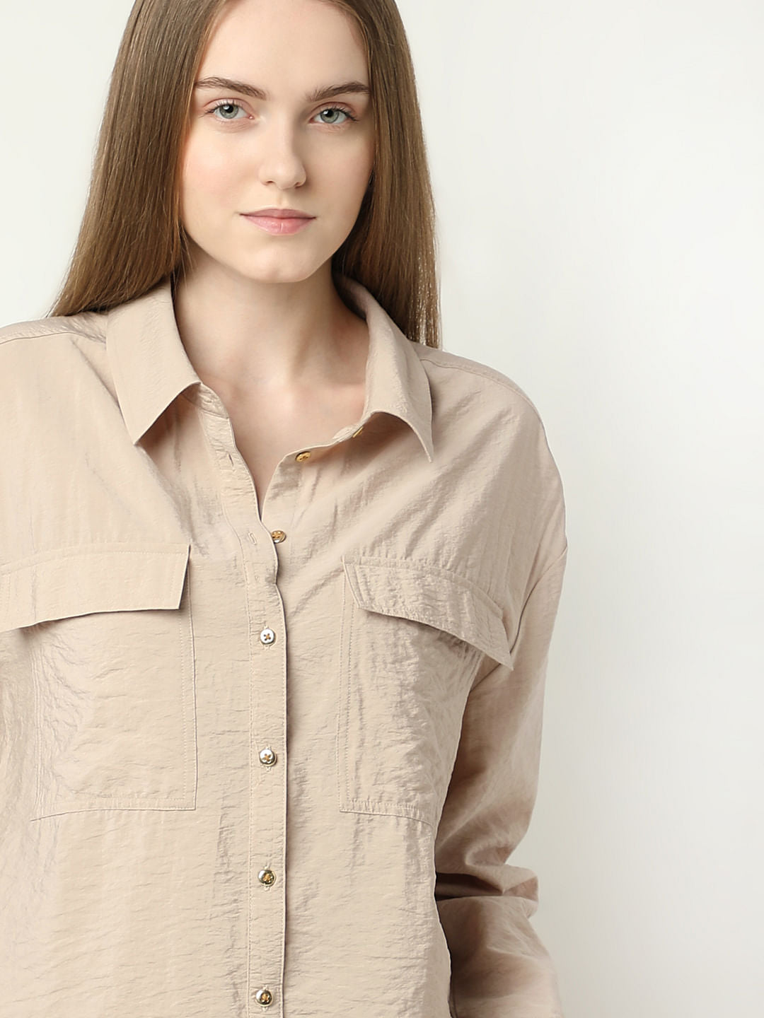 Beige Co-Ord Set Utility Shirt