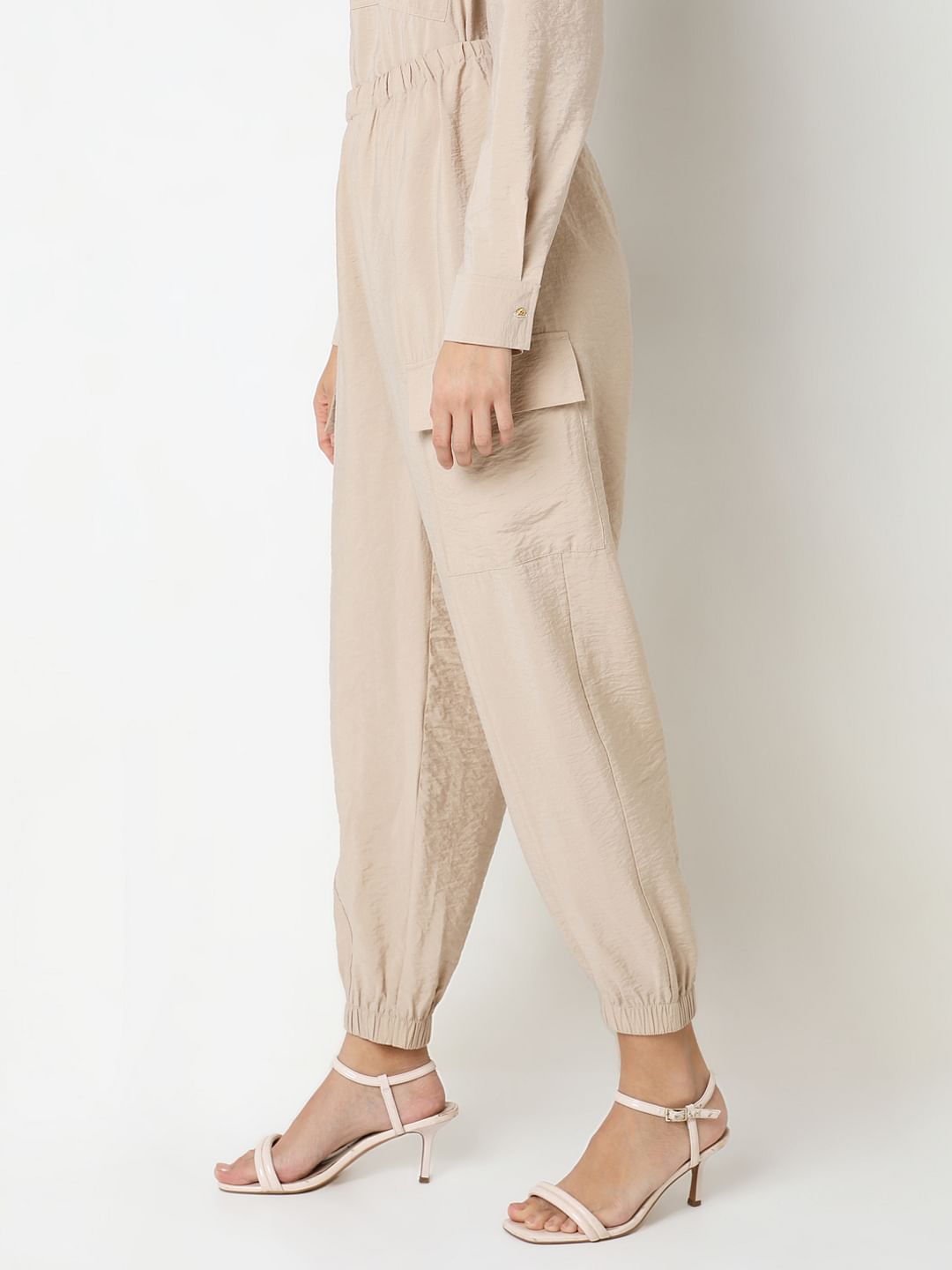 Beige Co-Ord Set Utility Pants