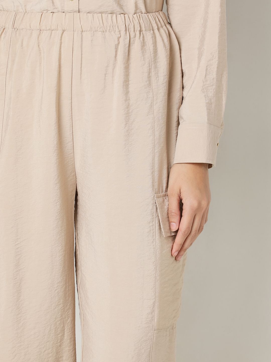 Beige Co-Ord Set Utility Pants