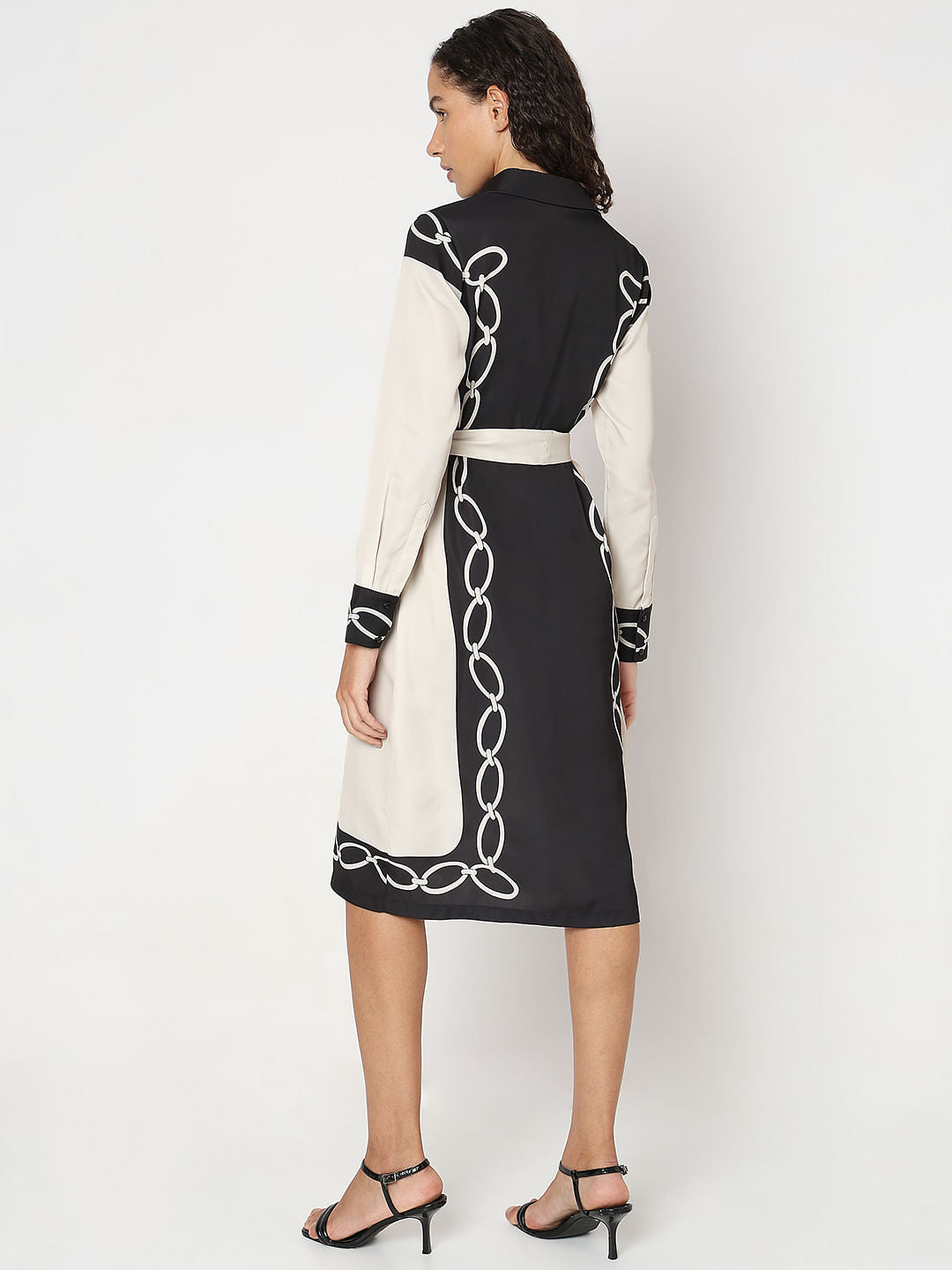 Beige Printed Shirt Dress