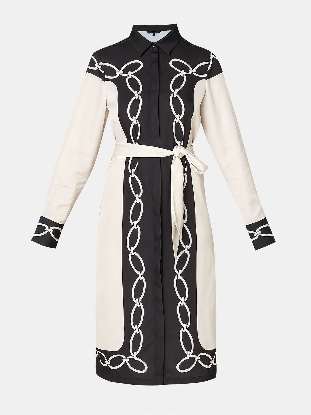 Beige Printed Shirt Dress