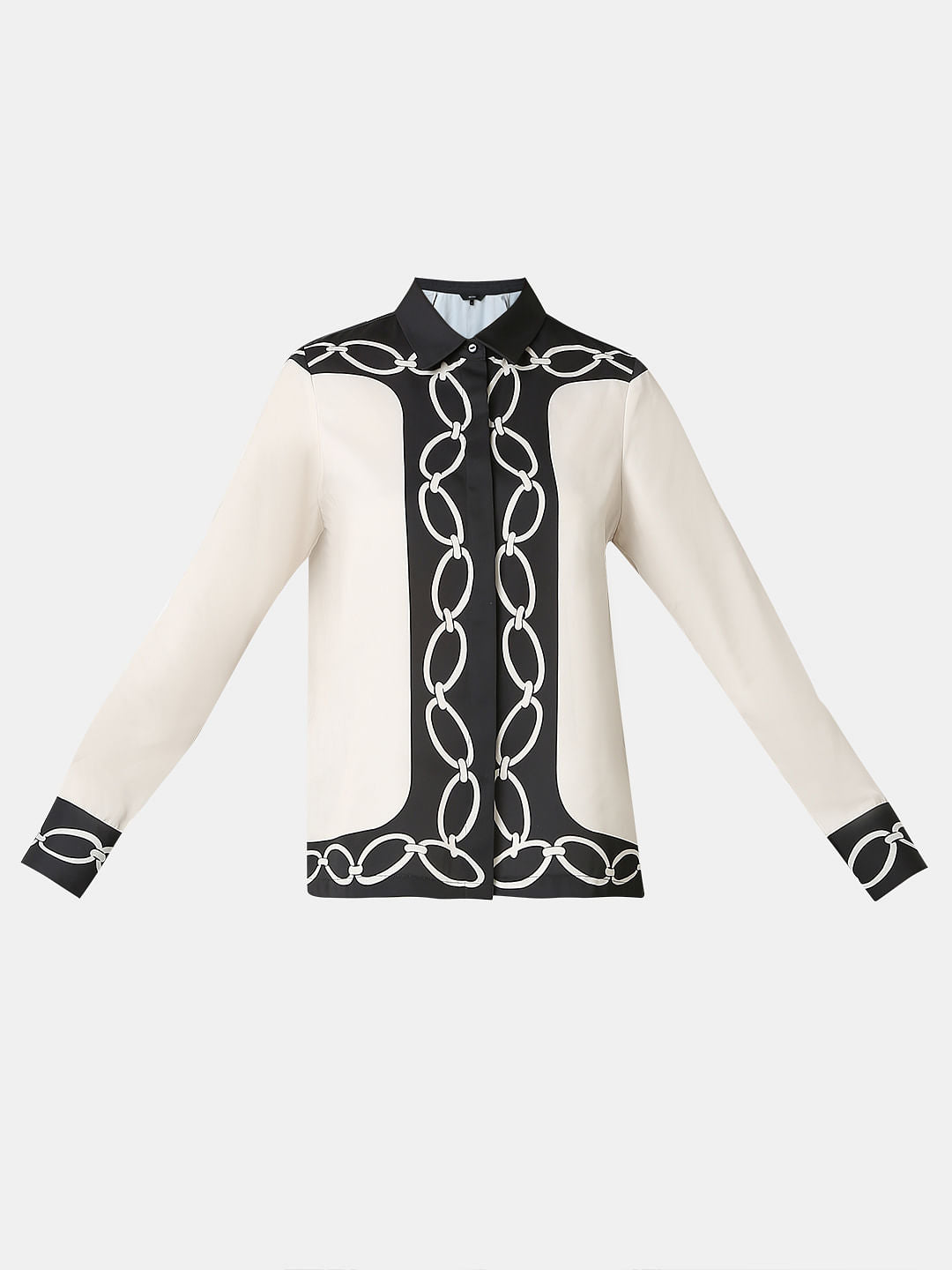 Beige Printed Co-Ord Set Shirt