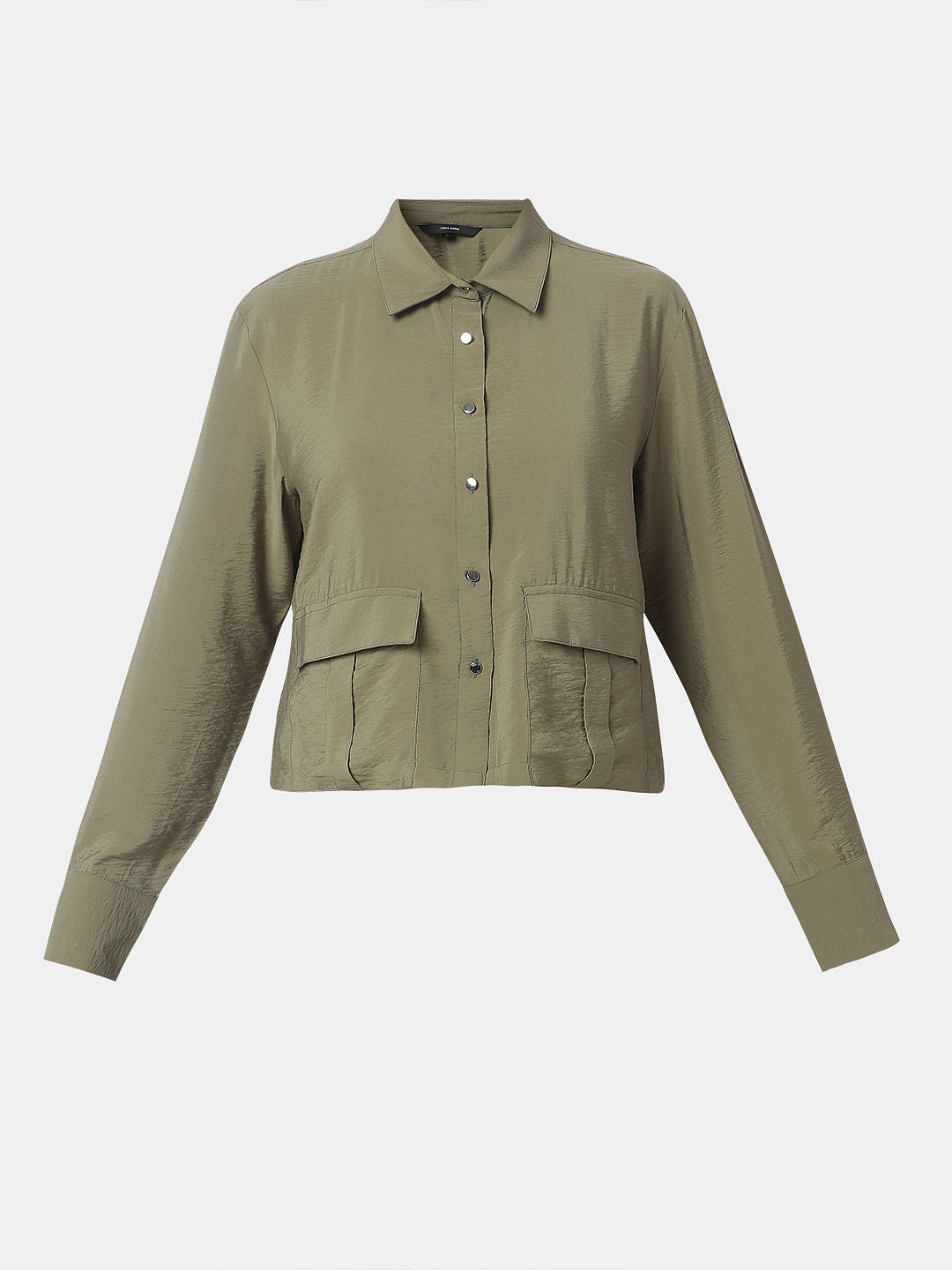 Olive Green Cropped Co-Ord Set Shirt