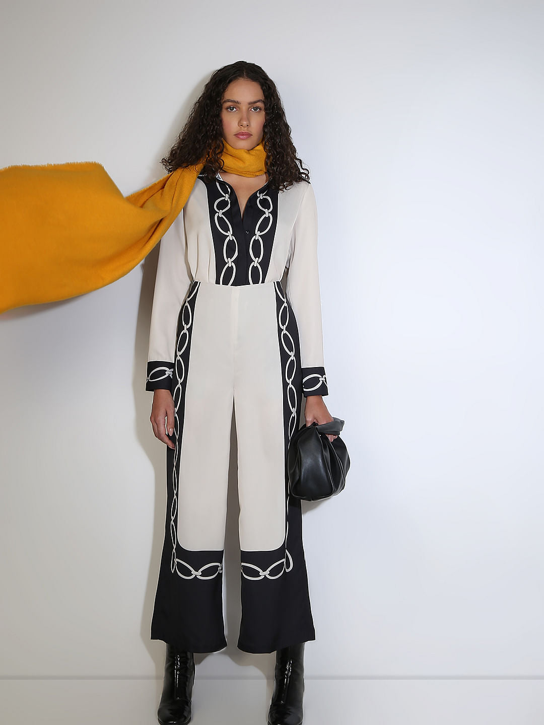 Beige Printed Co-Ord Set Pants