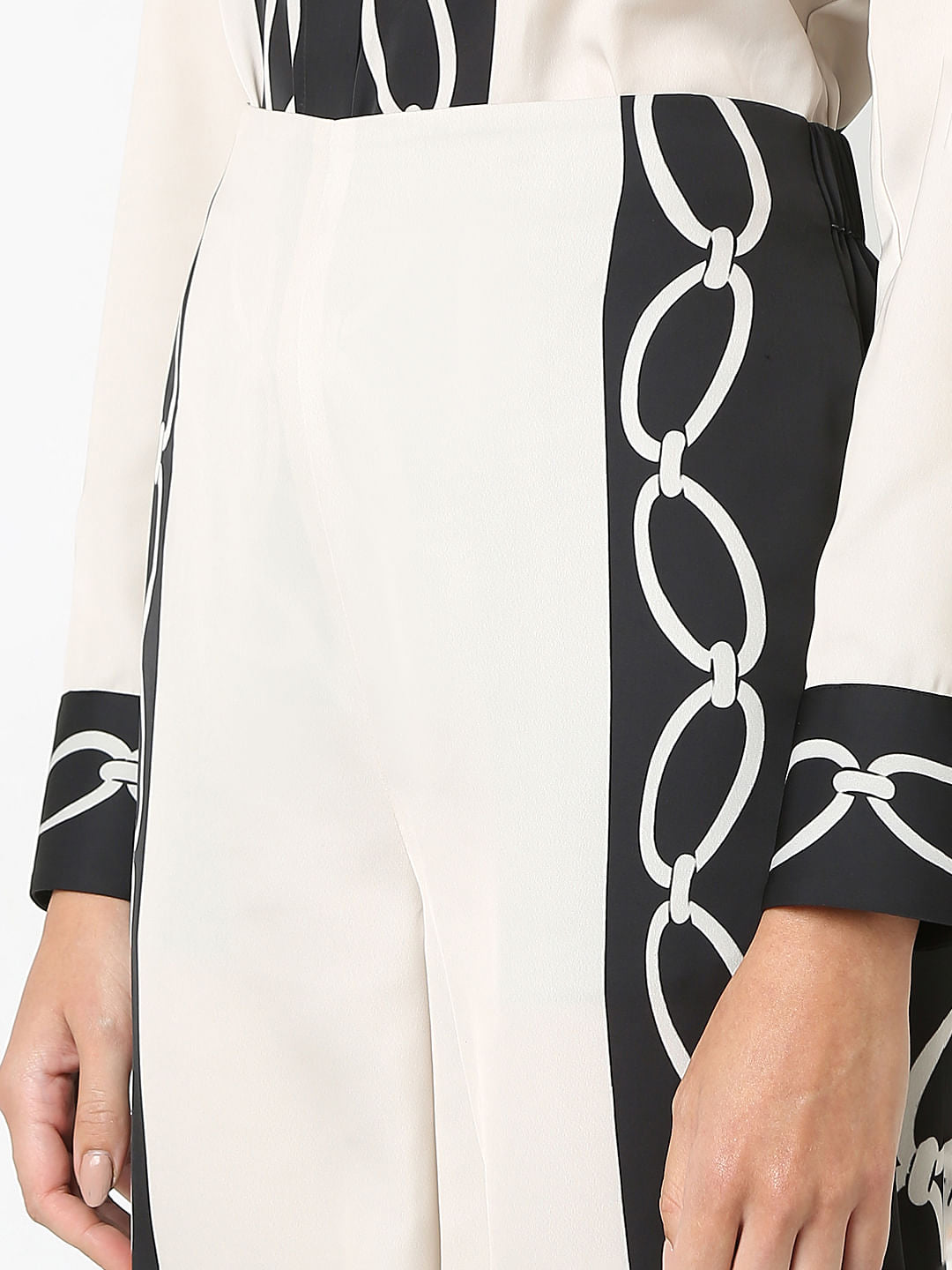 Beige Printed Co-Ord Set Pants