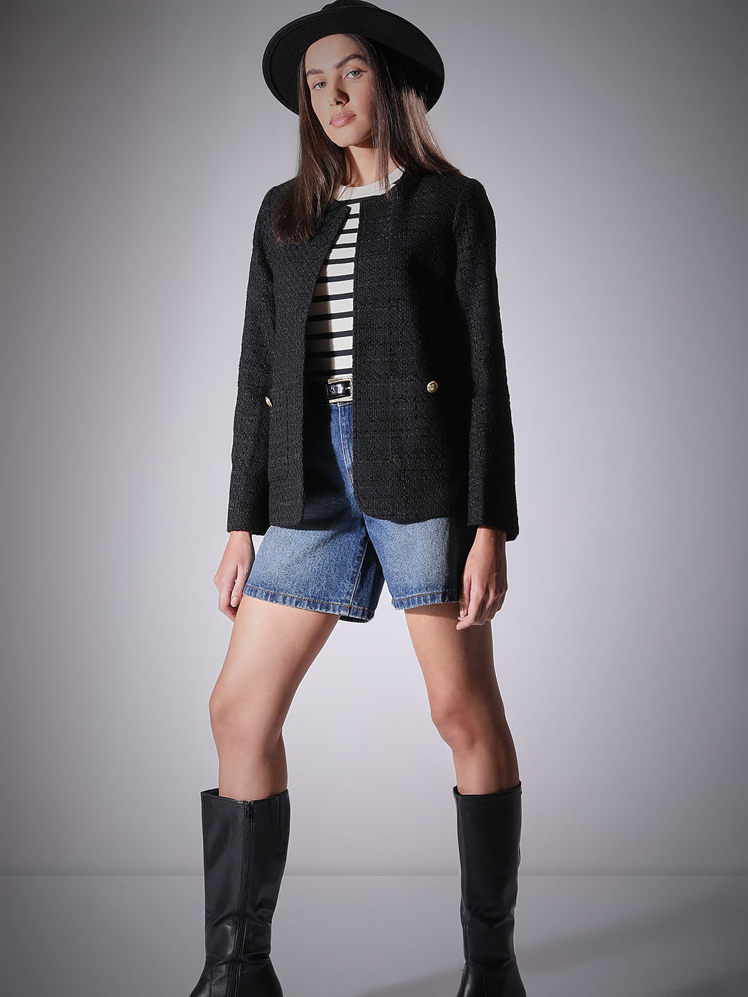 Black Tweed Tailored Blazer