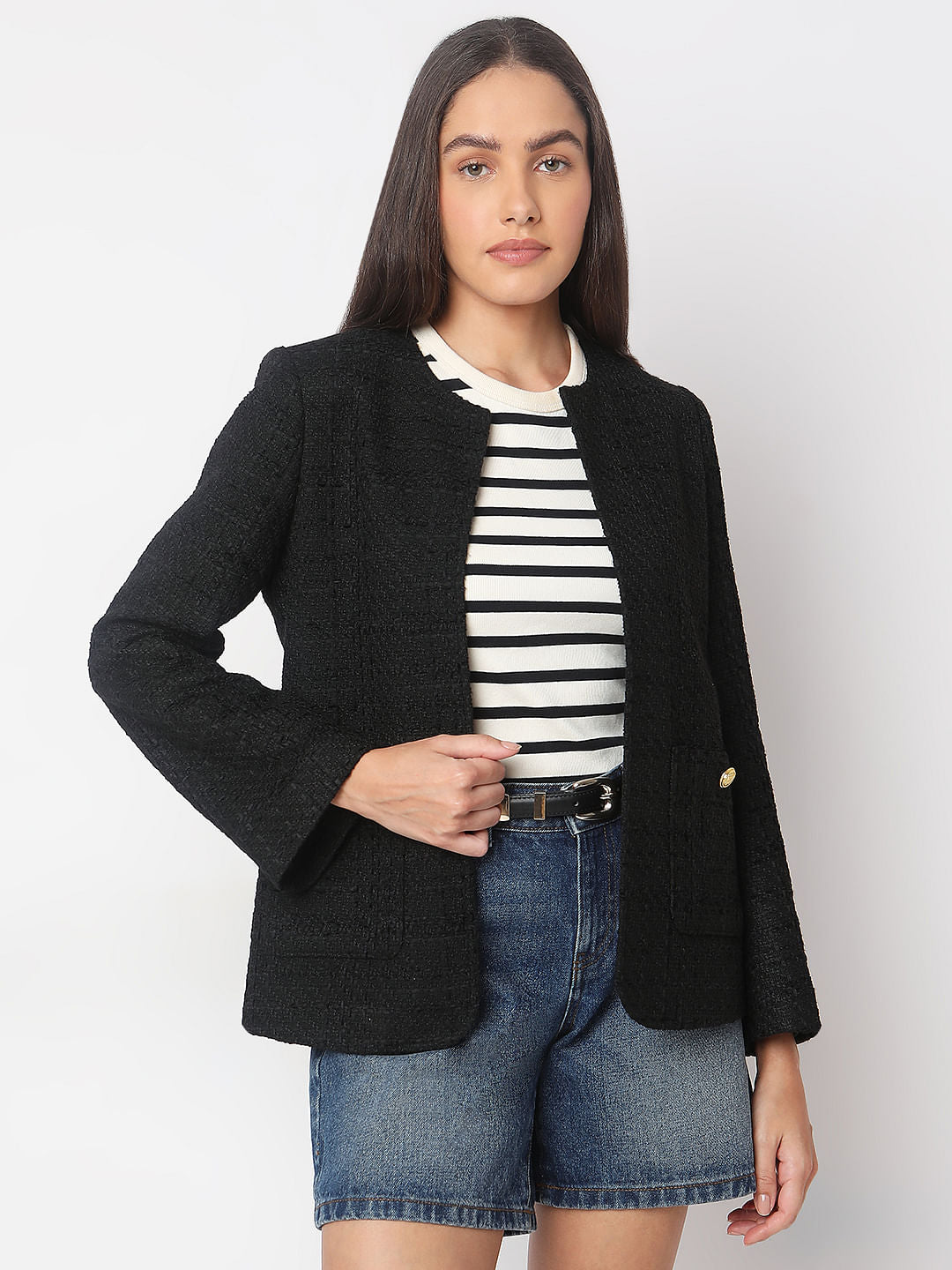 Black Tweed Tailored Blazer